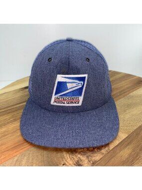 Vintage Postal Service USPS Snap Back Trucker Mesh Back Hat Made in USA Blue